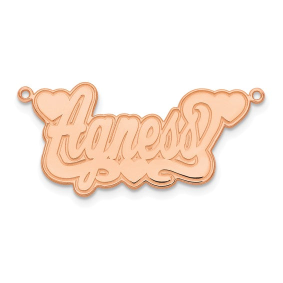 14kt Rose Gold Etched Hearts Name Plate
