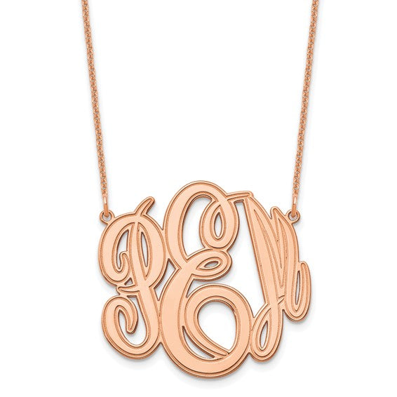 14kt Rose Gold Etched Monogram Necklace