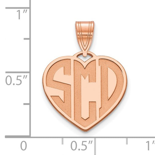 14kt Rose Gold Etched Monogram Heart Necklace