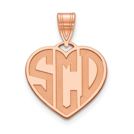 14kt Rose Gold Etched Monogram Heart Necklace