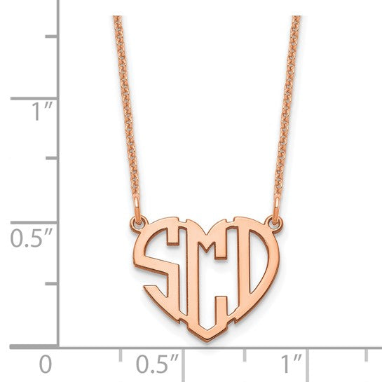 14kt Rose Gold Heart Monogram Necklace