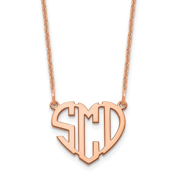 14kt Rose Gold Heart Monogram Necklace
