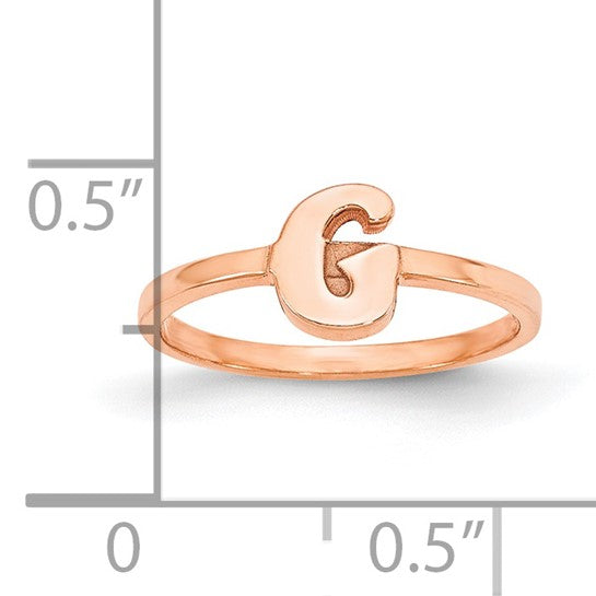14kt Rose Gold Script or Block Font Initial Ring