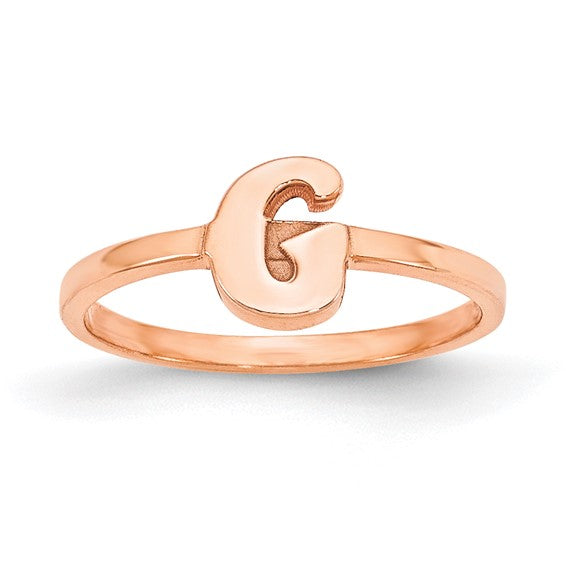 14kt Rose Gold Script or Block Font Initial Ring