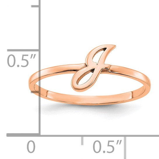 14kt Rose Gold Script or Block Font Initial Ring