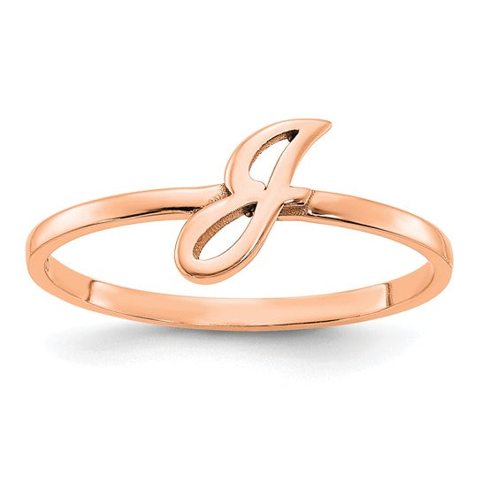 14kt Rose Gold Script or Block Font Initial Ring