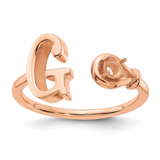 14kt Rose Gold Letter G with Birthstone Ring
