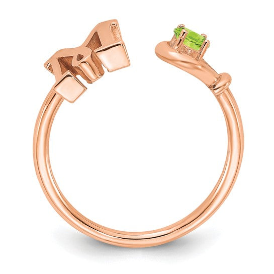 14KT Rose Gold Letter M with Birthstone Ring