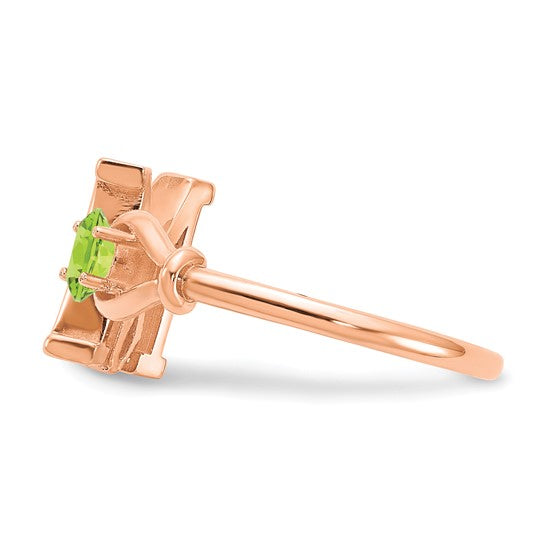 14KT Rose Gold Letter M with Birthstone Ring