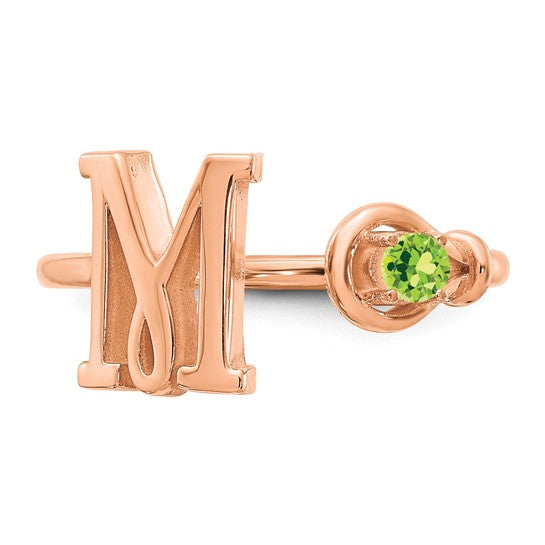 14KT Rose Gold Letter M with Birthstone Ring