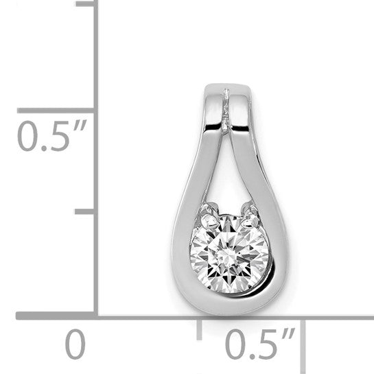 14kt White Gold 4.7mm AAA Diamond Teardrop Shape Slide Pendant