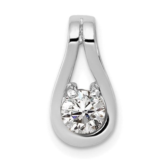14kt White Gold 4.7mm AA Diamond Teardrop Shape Slide Pendant