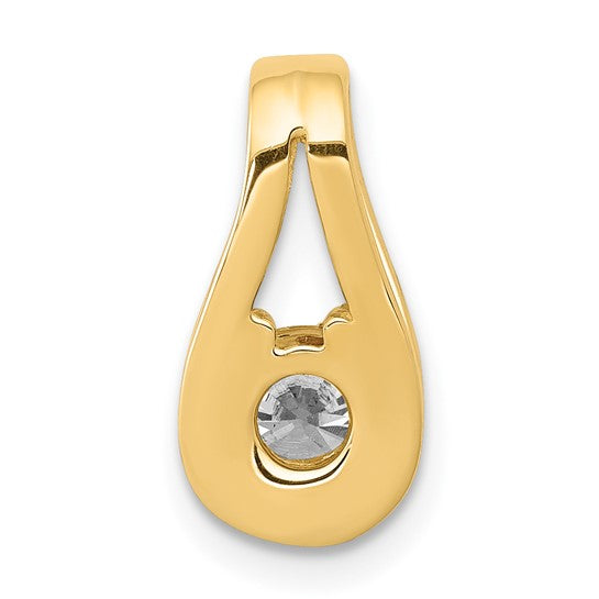 14kt Yellow Gold 4.7mm AA Diamond Teardrop Shape Slide Pendant