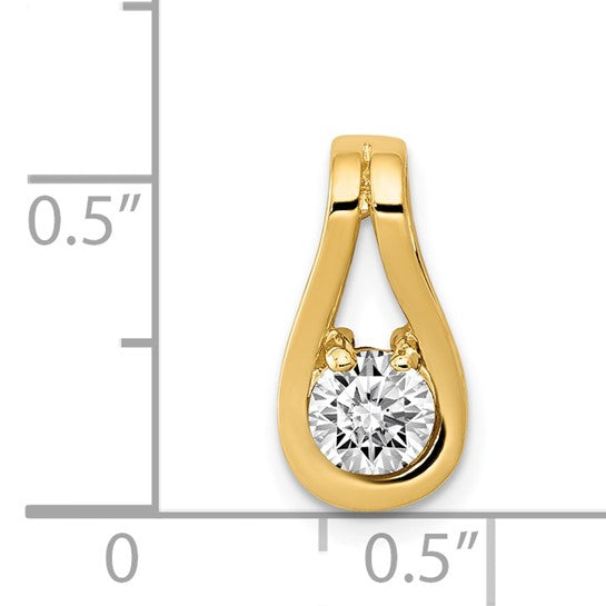 14kt Yellow Gold 4.7mm AA Diamond Teardrop Shape Slide Pendant