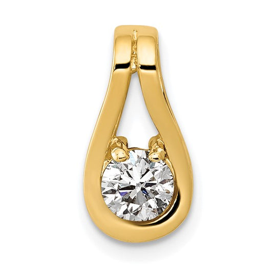 14kt Yellow Gold 4.7mm AA Diamond Teardrop Shape Slide Pendant