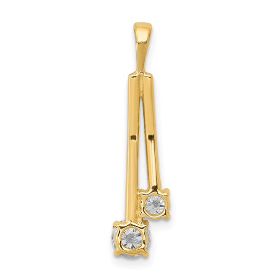 14kt Yellow Gold AAA Diamond Two Stone Pendant