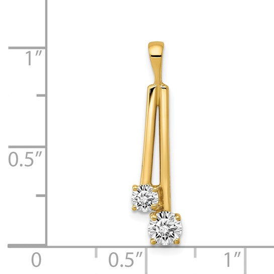 14kt Yellow Gold AA Diamond Two Stone Pendant