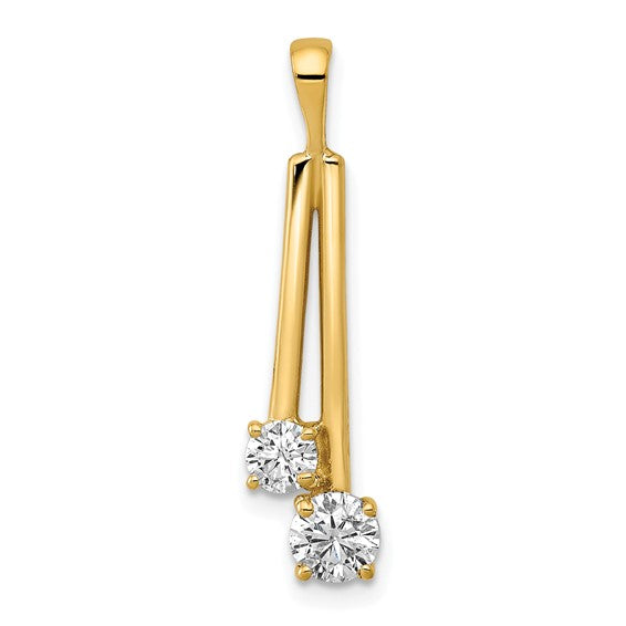 14kt Yellow Gold AAA Diamond Two Stone Pendant