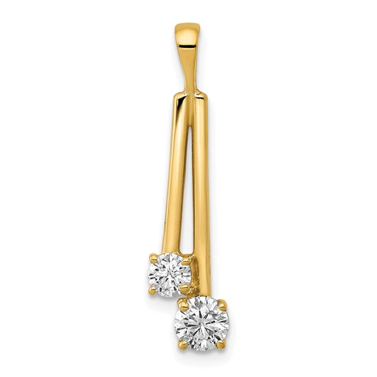 14kt Yellow Gold AAA Diamond Two Stone Pendant