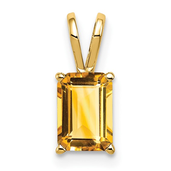14kt Yellow Gold 8x6mm Emerald Cut Citrine pendant