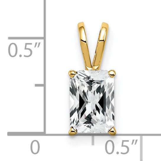 14kt Yellow Gold 8x6mm Emerald Cut Cubic Zirconia pendant