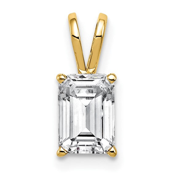 14kt Yellow Gold 8x6mm Emerald Cut Cubic Zirconia pendant