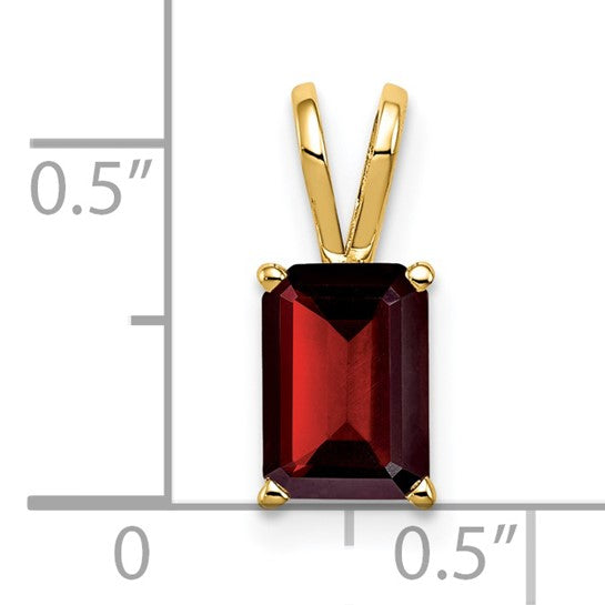 14kt Yellow Gold 8x6mm Emerald Cut Garnet pendant