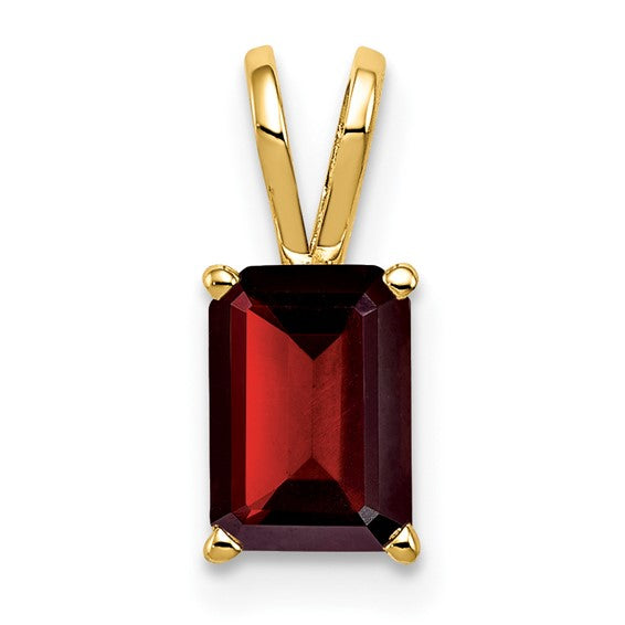 14kt Yellow Gold 8x6mm Emerald Cut Garnet pendant