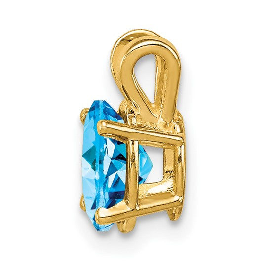14kt Yellow Gold 7x5mm Oval Blue Topaz pendant