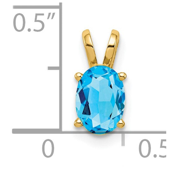 14kt Yellow Gold 7x5mm Oval Blue Topaz pendant