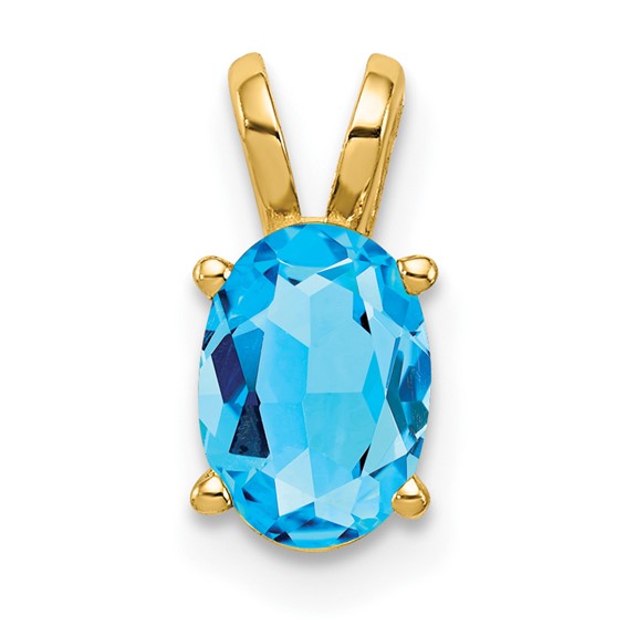 14kt Yellow Gold 7x5mm Oval Blue Topaz pendant