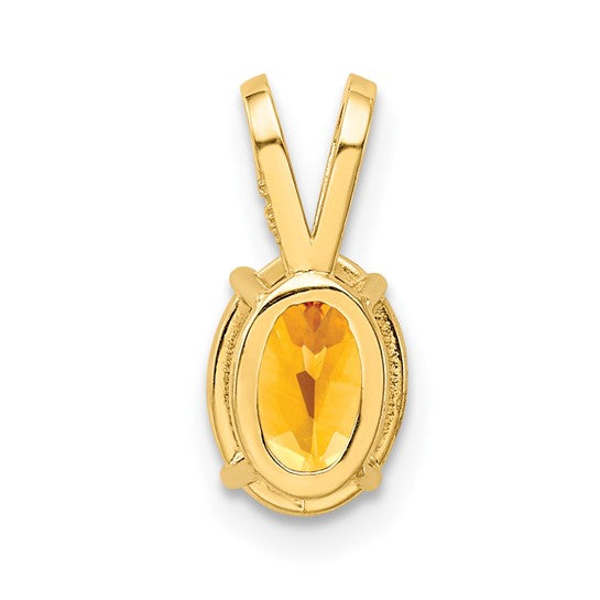 14kt Yellow Gold 7x5mm Oval Citrine pendant