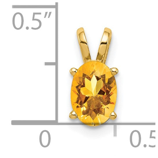 14kt Yellow Gold 7x5mm Oval Citrine pendant