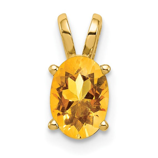14kt Yellow Gold 7x5mm Oval Citrine pendant