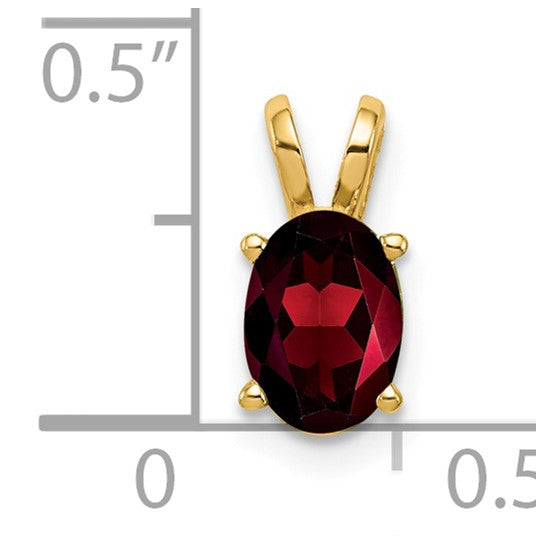 14kt Yellow Gold 7x5mm Oval Garnet pendant