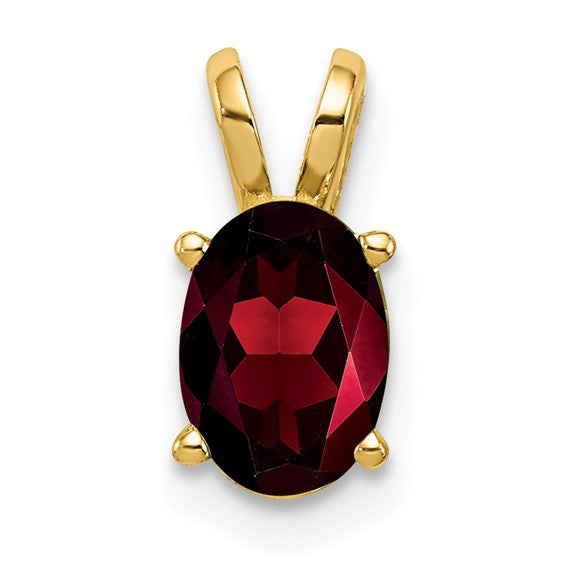 14kt Yellow Gold 7x5mm Oval Garnet pendant