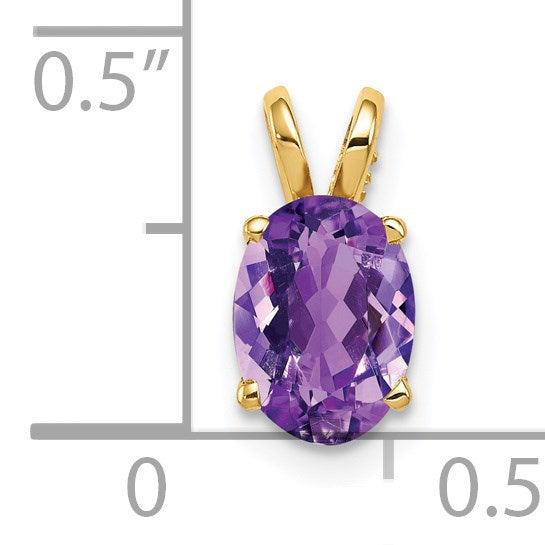14kt Yellow Gold 8x6mm Oval Amethyst pendant