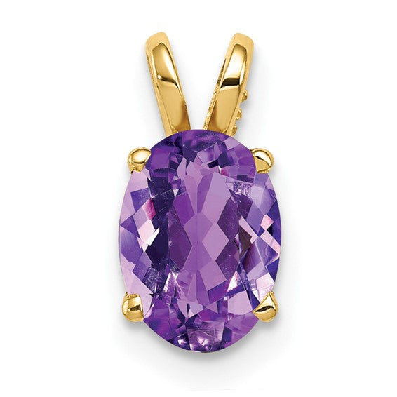 14kt Yellow Gold 8x6mm Oval Amethyst pendant