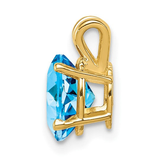 14kt Yellow Gold 8x6mm Oval Blue Topaz pendant