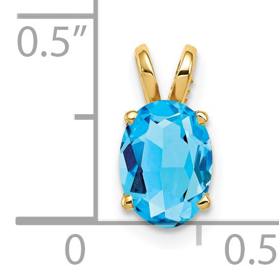 14kt Yellow Gold 8x6mm Oval Blue Topaz pendant