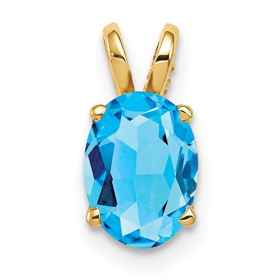 14kt Yellow Gold 8x6mm Oval Blue Topaz pendant