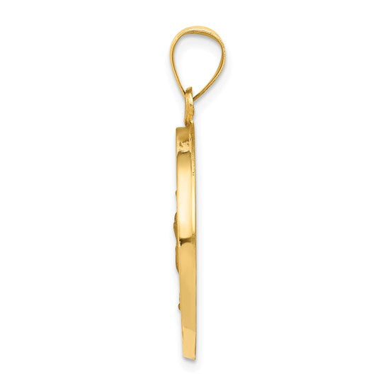 14kt Yellow Gold Polished/Satin Our Lady of Guadalupe Medal Hollow Pendant