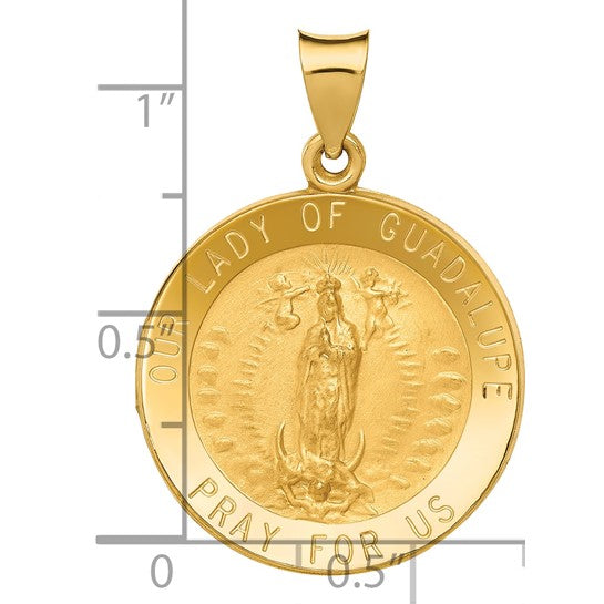 14kt Yellow Gold Polished/Satin Our Lady of Guadalupe Medal Hollow Pendant