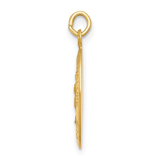 14kt Yellow Gold Polished and Satin Our Lady of Guadalupe Medal Pendant