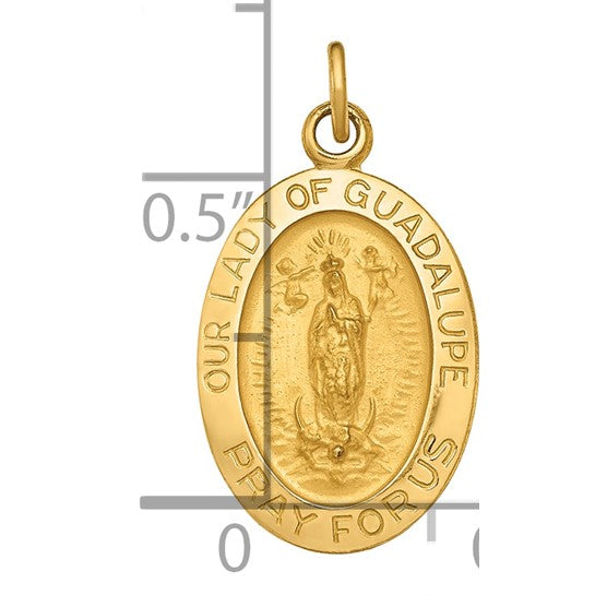 14kt Yellow Gold Polished and Satin Our Lady of Guadalupe Medal Pendant