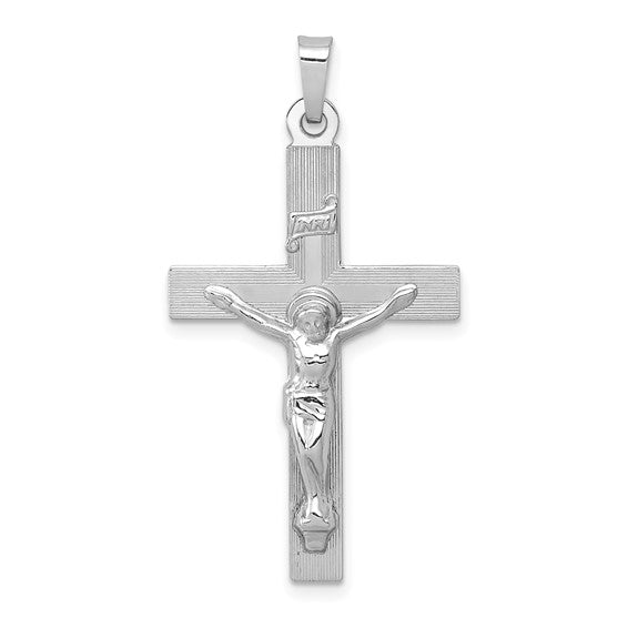 14kt White Gold INRI Crucifix Charm