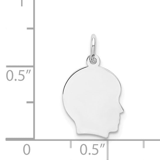 14kt White Plain Small.018 Depth Facing Right Engravable Boy Charm