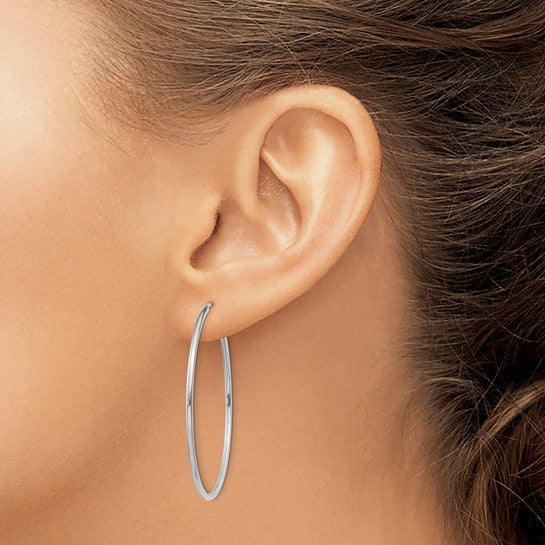 14kt White Gold 1.5mm Polished Endless Hoop Earrings