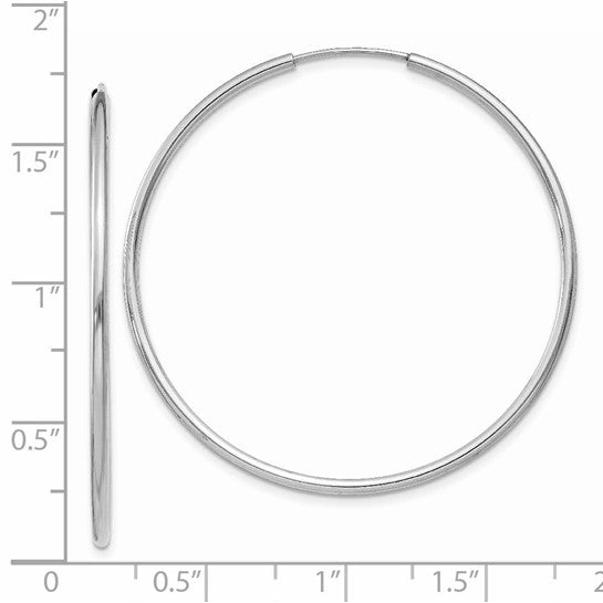 14kt White Gold 1.5mm Polished Endless Hoop Earrings