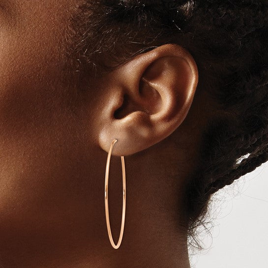 14kt Rose Gold 1.2mm Polished Endless Hoop Earrings